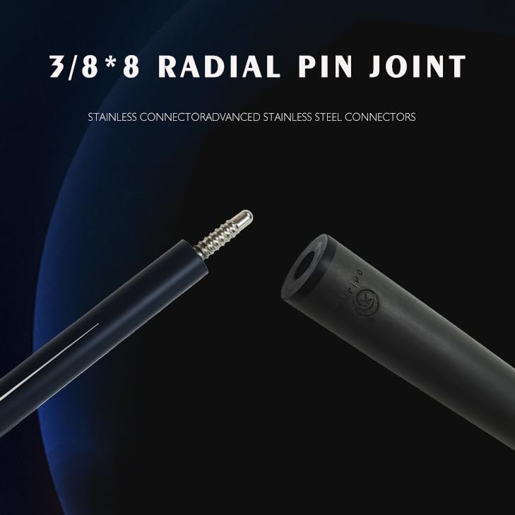 KHEALING Billiard Cue Carbon Playcue with Pig Skin Head and Resin Made of 700 Carbon Suitable for Black Eight and Black Nine Includes Storage Case 1/2