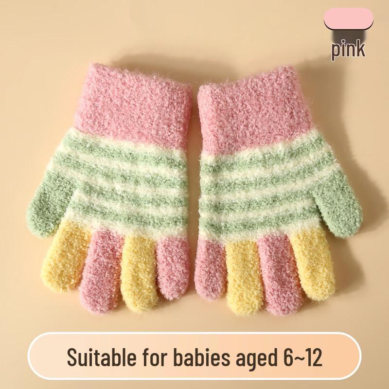 Warme Kinderstrickhandschuhe mit Streifen