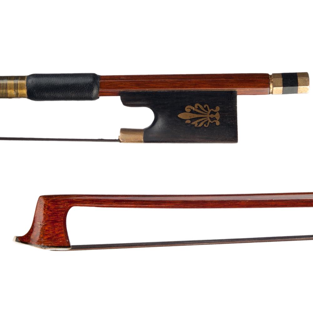 Half-mounted Ebony Frog and Authentic Horsehair 1/2 Round Stick Fort&eacute; Brazilwood Violin Bow