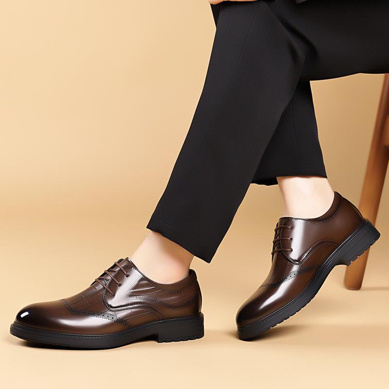 Fashion Business Leather Oxford Shoes 2025 New Men's Wedding Shoes Fashion Men's Breathable Flats Lace Up Leather All-match Casual Shoes