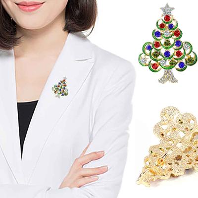 Christmas Brooch Rhinestone Crystal Christmas Pin Personality Brooch All-match Clothes Accessories