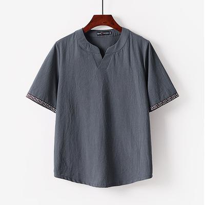Cárdigan de verano, camiseta de manga corta para hombre, camiseta de algodón y lino, camiseta casual de verano para hombre.