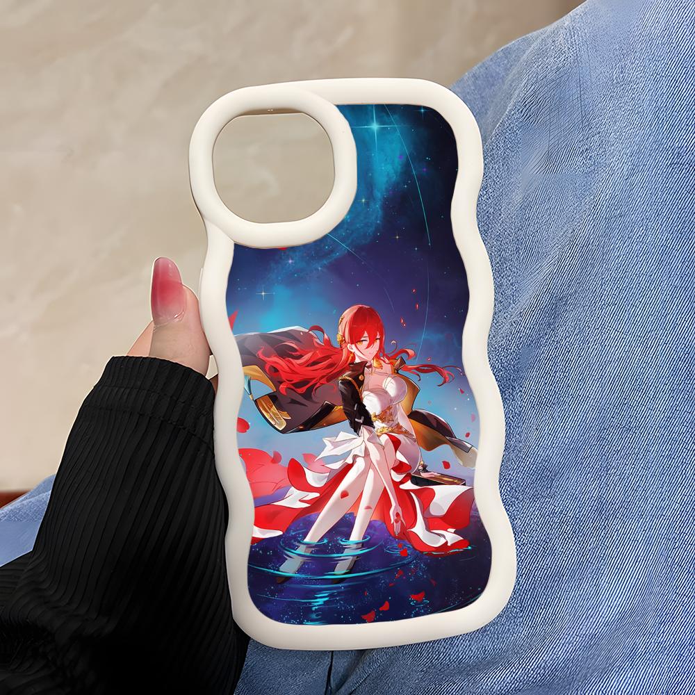 HSR Himeko Wavy Edge TPU Mobile Phone Case for iPhone 17 16 15 14 13 12 11 Air Pro Max Plus Colorful Cover