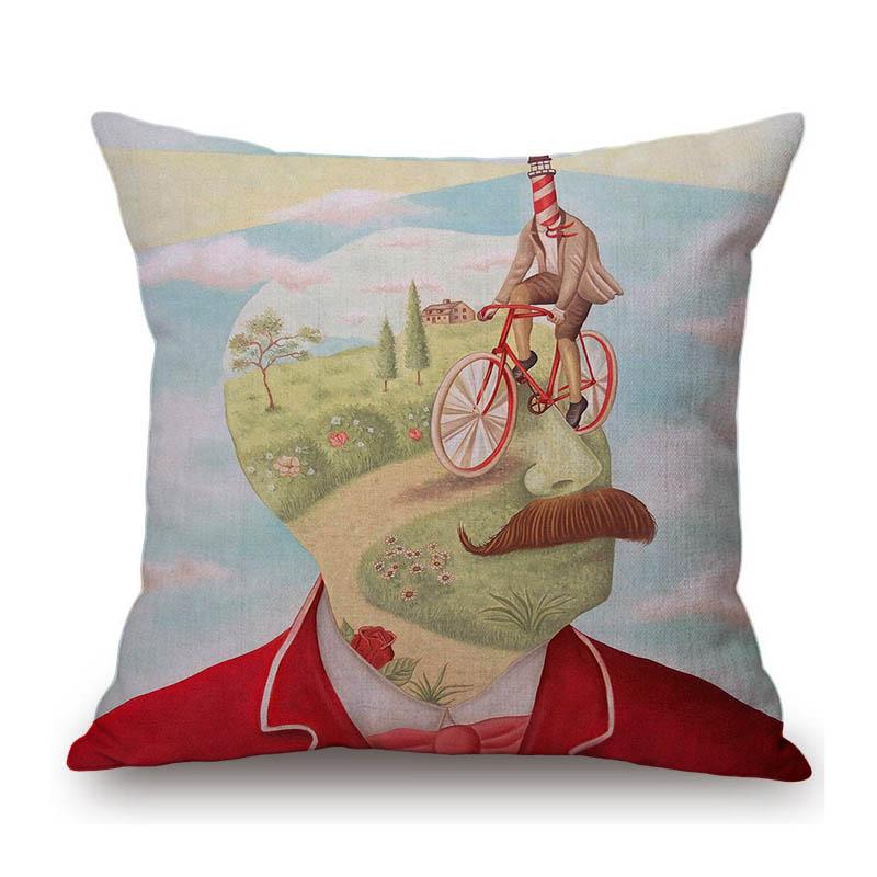Rafael Silveira Surrealism Oil Painting Pretty Faceless Girl Flower Growth Cotton Linen Sofa Throw Pillow Case Cushion Cover