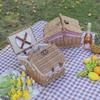 Foldable Wicker Picnic Basket With Lid Portable Outdoor Lunch Carrier Garden Camping Photography Prop