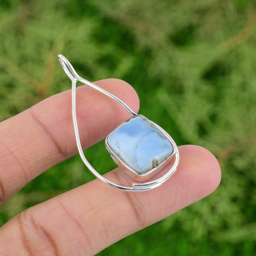 Daughters Day Deal Owyhee Blue Opal Stone 925 Silver Ethnic Wife Pendant Jewelry