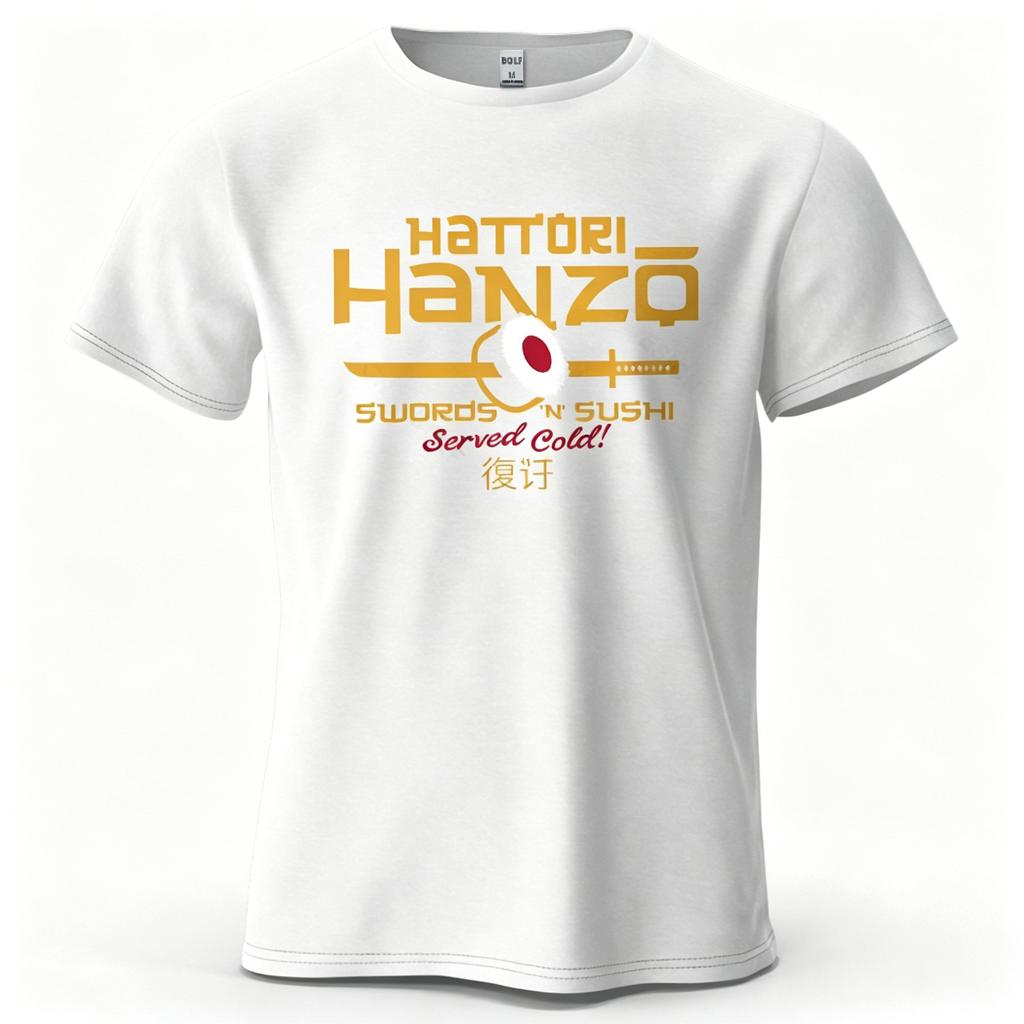 Unisex Unisex Hattori Hanzo Tshirt Swords And Sushi Movie Graphic Tee Casual Japanese Retro Short Sleeve Cotton Streetwear Tshirt