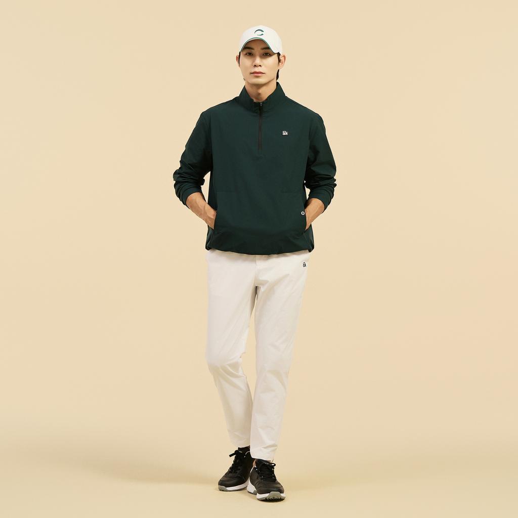 Challenger Men'S Essential Half-Zip High-Neck Windbreaker Woven Top Dark Green
