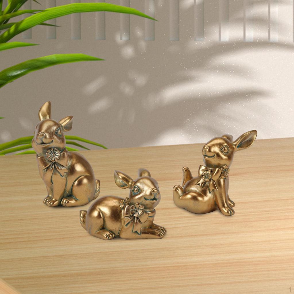 3 Stück Hasenfigur Kaninchenskulptur für Oster-Heimdekoration