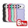 6 Pcs Wavy Edge Solid Color Soft Touch Shockproof Phone Cases Minimalist Stylish Protective Covers Compatible with iPhone 12,13,14,15,16,17,18 Pro