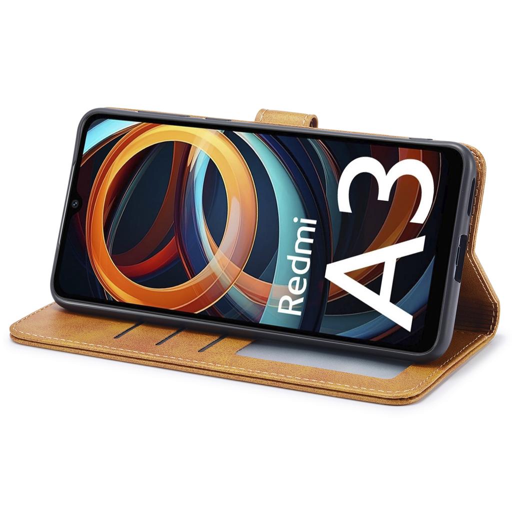 LC.IMEEKE For Xiaomi Redmi A3/Poco C61 4G Case Calf Texture Flip Stand Shockproof Phone Cover