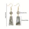 Natural Stone Pendent Drop Earring Trapezoid Shape Long Dangle Earring LapisLazuli AmethystStone Bead Eardrop JewelryGift 1 Pair