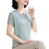 Damen Eisseide Strick-T-Shirt, Kurzarm, Sommerstil für Alter 40-50