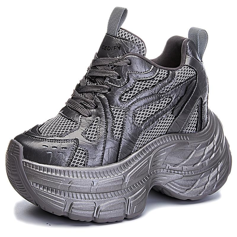 Inner height increase 12 new breathable dad shoes thick-soled mesh small sports and leisure shoes A