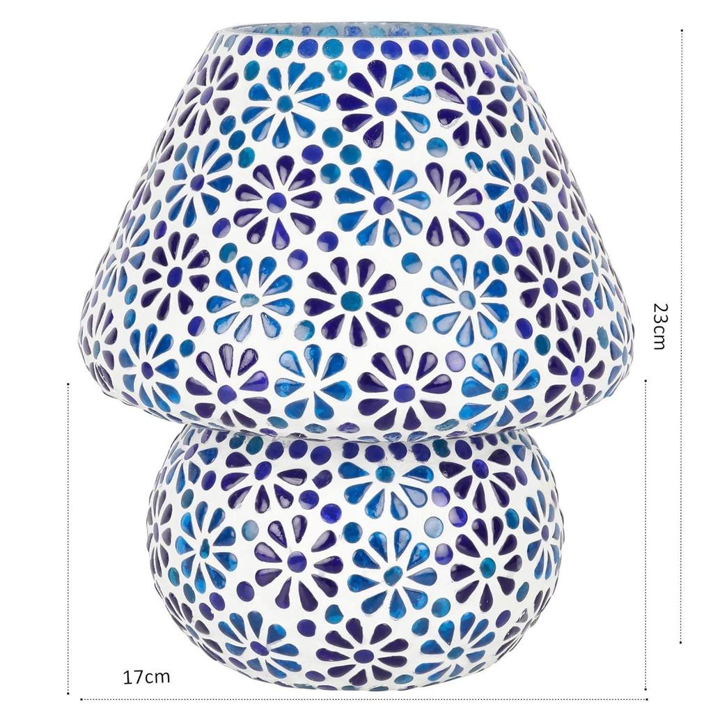 Handcrafted Blue and Indigo Beads Decorative Glass Table Lamp - Unique Home Décor Lighting (Pack of 1)