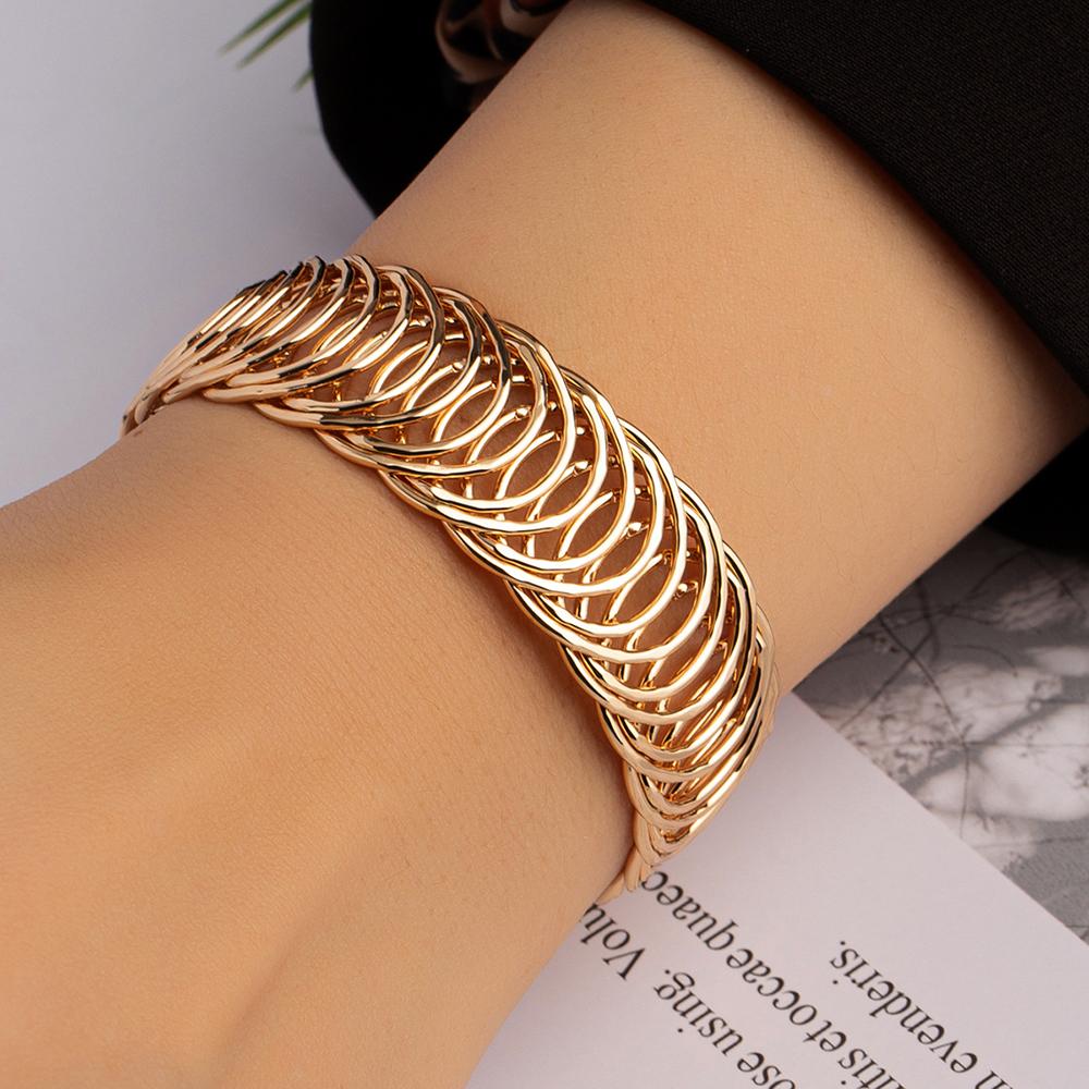 Punk Adjustable Open Bracelets & Bangles for Women Sexy Charm Metal Braided Bracelets Party Jewelry Gifts