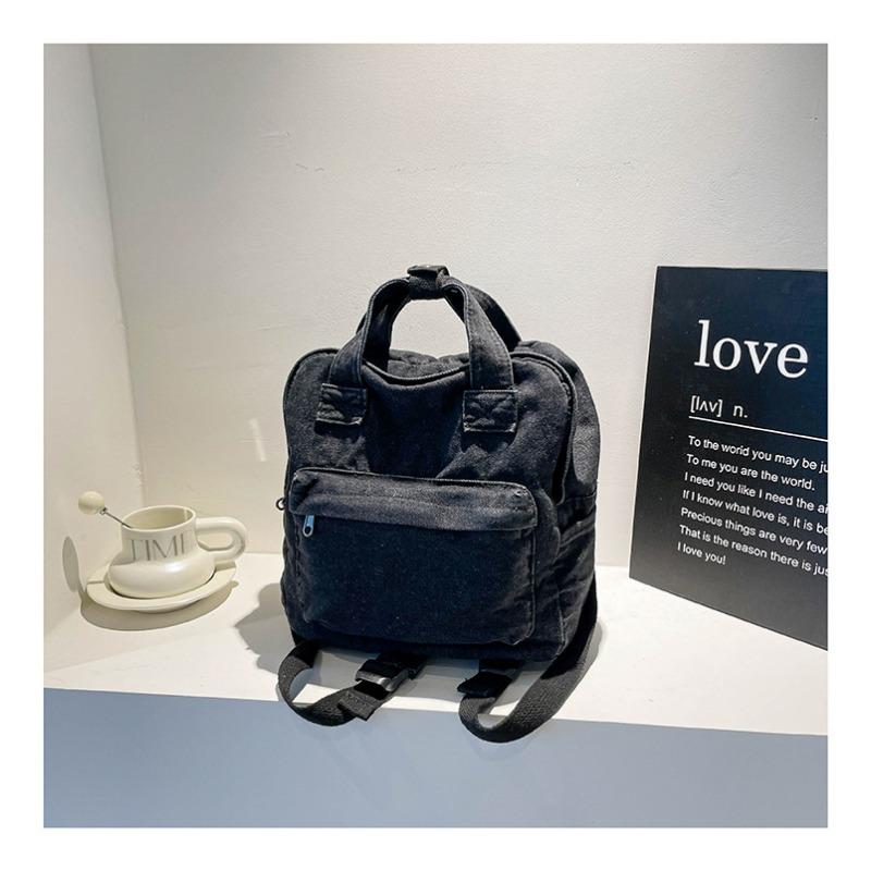 

Новый холщовый рюкзак модный большой вместимости одноплечевой модный простой школьный рюкзак литературный джинсовый двухплечевой женский рюкзак чёрный