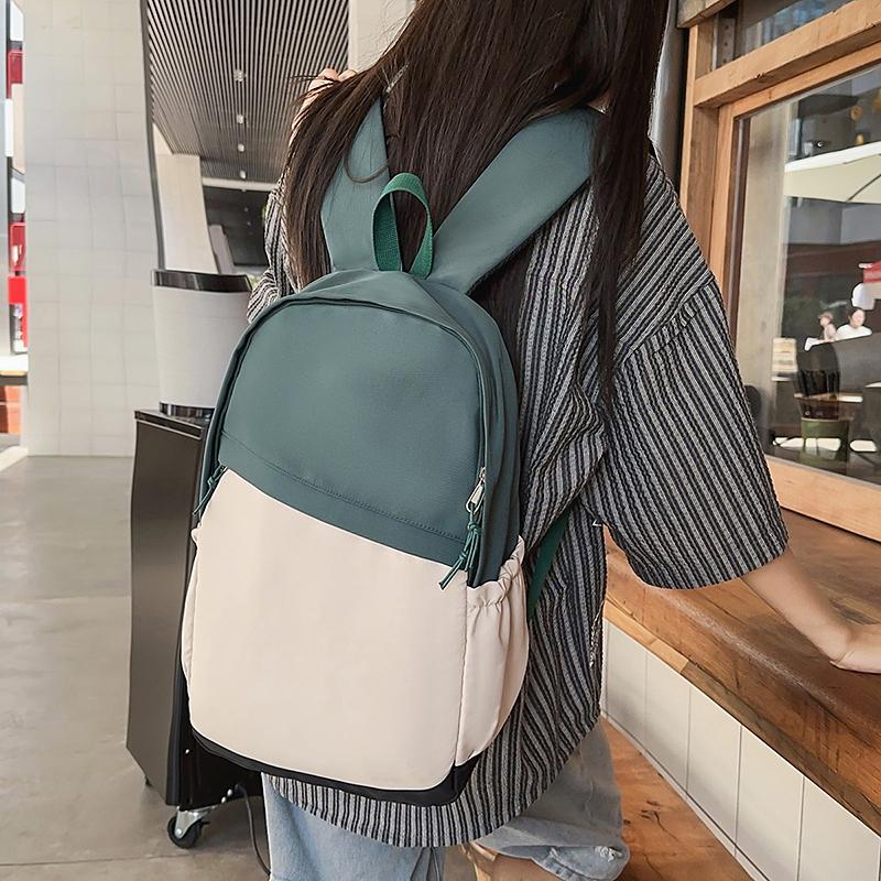 Student Schoolbag Men's Large Capacity Backpack Contrast Color Lightweight Women's Backpack