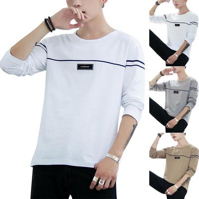 T-shirt décontracté à manches longues et col rond pour homme, idéal pour le printemps et l'automne