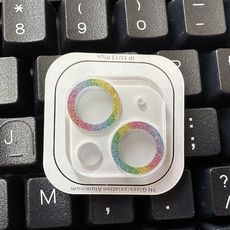

Для iPhone 15 14 13 12 mini 11 Pro Max Glitter Diamond Bling Camera Lens Protector Загартоване скляне кільце iPhone 15 різнокольоровий