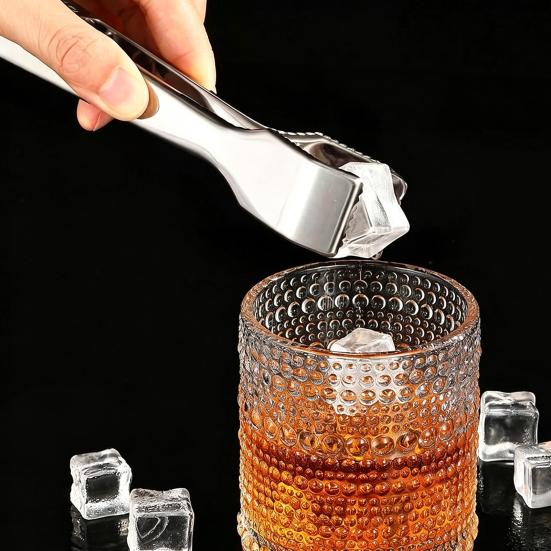 Ice Clamp Stainless Steel Ice Tongs Spring Design with Serrated Grip Non-Slip Ice Clip for Sugar Cubes Snacks