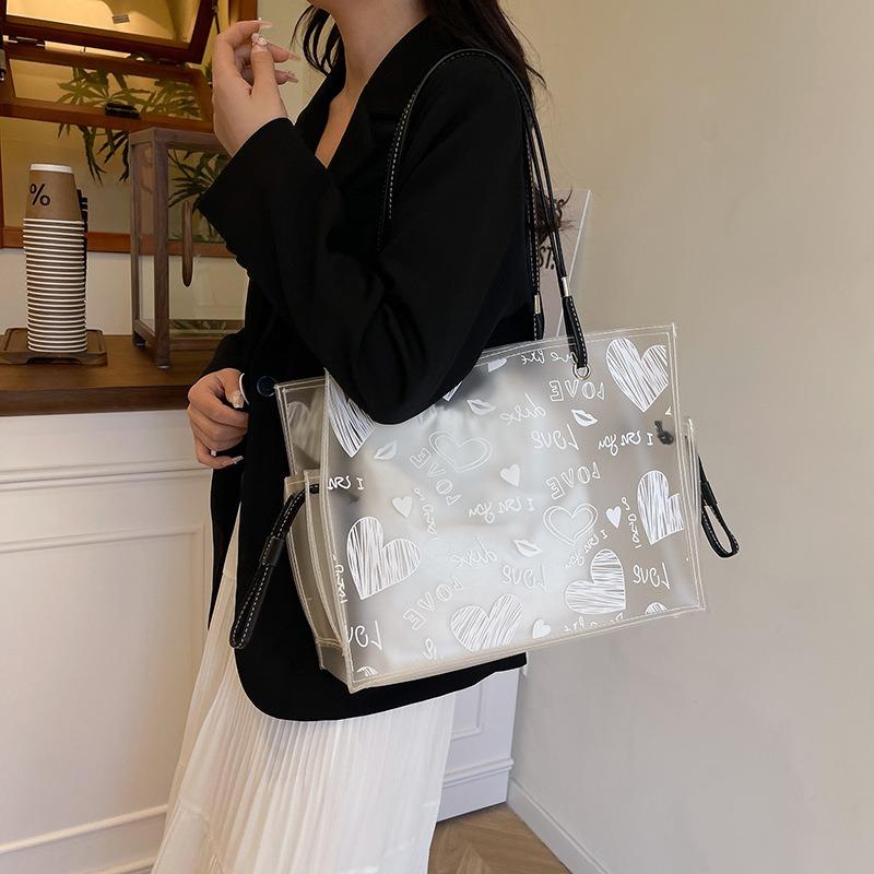 Summer Popular Large-capacity Tote Bag Women's New Fashion Graffiti Shoulder Jelly Bag Mother and Child Bag