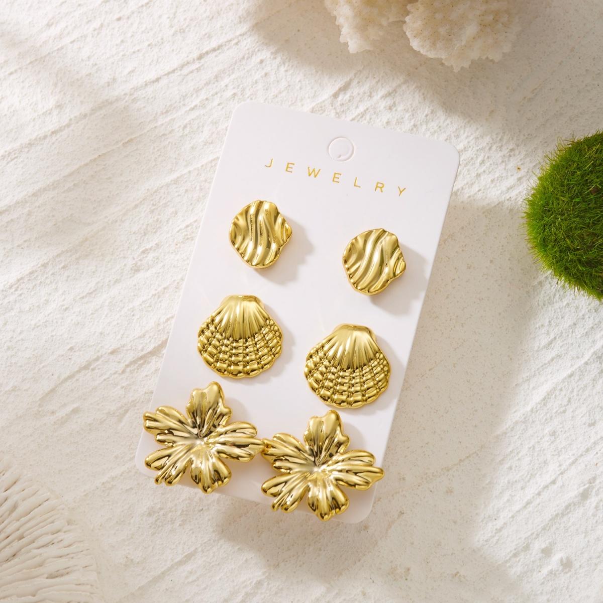 

CCB Shell Conch Stud Earrings Set For Women Men Bohemian Fishtail Flower Spiral Starfish Earring Fashion Beach Summer Jewelry