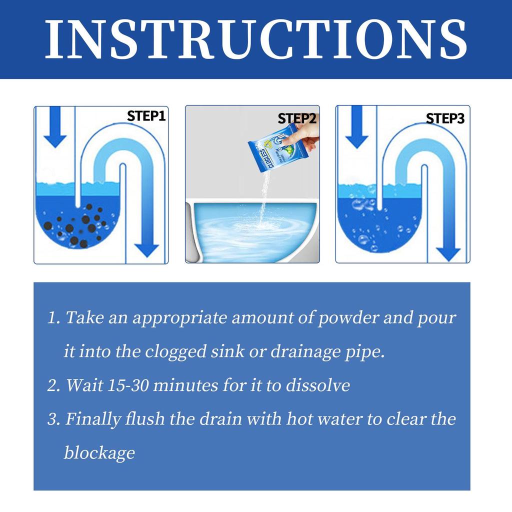 Drain cleaner; toilet sink kitchen bathroom drain pipe clog stain deodorization quick unclogging cleaning decontamination
