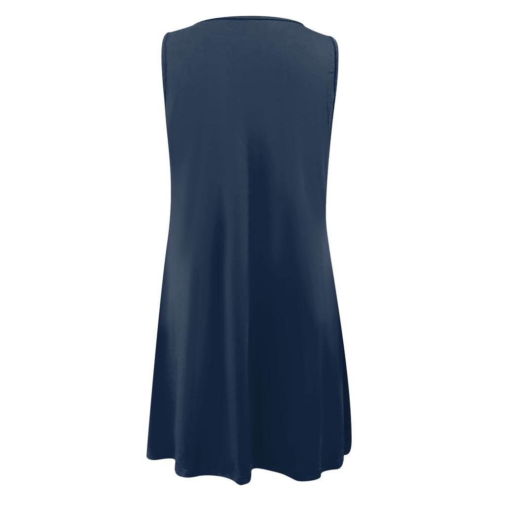 Vestito da spiaggia largo e traforato, casual, estivo, senza maniche, stampato, da donna