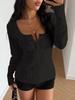 European and American slim-fitting square-neck twisted long-sleeved knitted sweater for women's early autumn new sweater with pure design top