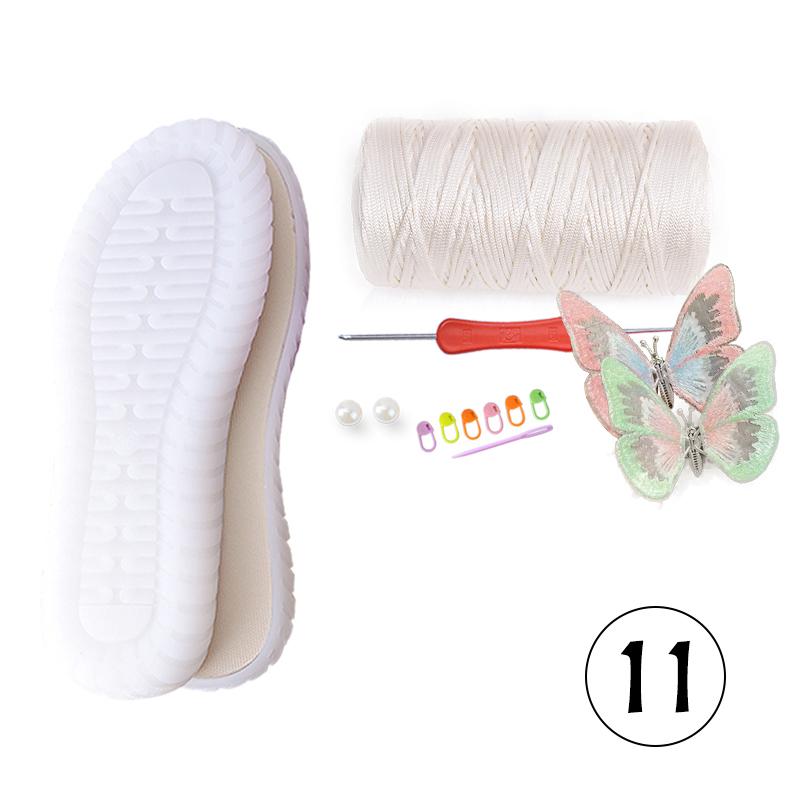 1 Set Hand-woven Hook Rubber Sole Bottom Anti-kick Hollow Line DIY Butterfly Summer Girls Sandals DIY Shoes Crocheted Material
