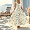 A-Line Maxi Dress,Sleeveless Lightweight Summer Dress with Simple Vine Pattern Elegant Stylish Vacation Wear for Spring Fall Layering Casual Occasions