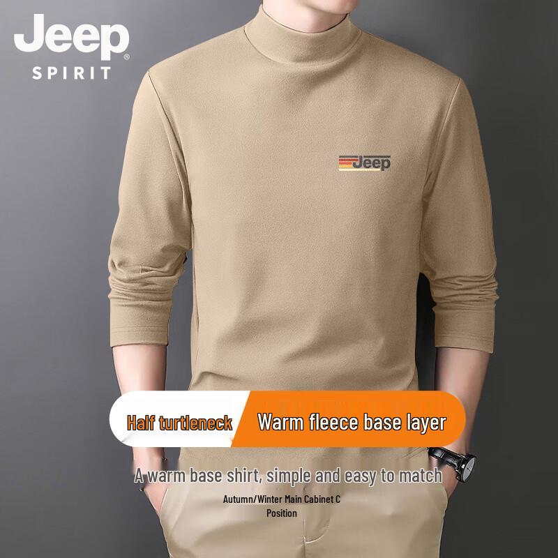 JEEP SPIRIT Men s Fleece-Lined Semi-High Collar Long Sleeve Tee XXXL