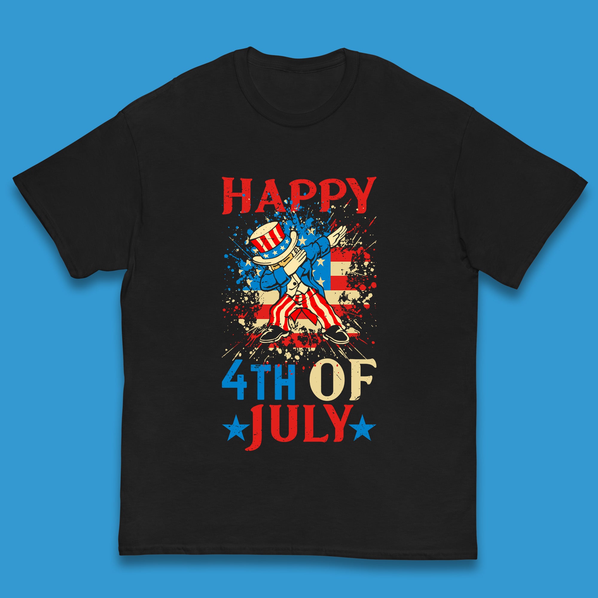 Dabbing Uncle Sam Happy 4th Of July USA Flag Independence Day Funny Dab Dance Kids T Shirt 110