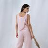 Linen Cross Back Top Women Relaxed Fit Boat Neck Casual Summer Blouse