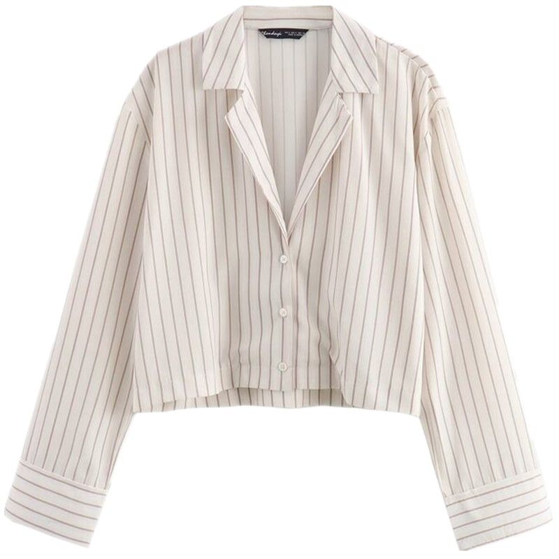 

Fashion Style 2024 Summer New Arrival Women s Clothing Stylish Easiest for Match Pleated Effect Stripes Shirt 3152102 Figure Color L