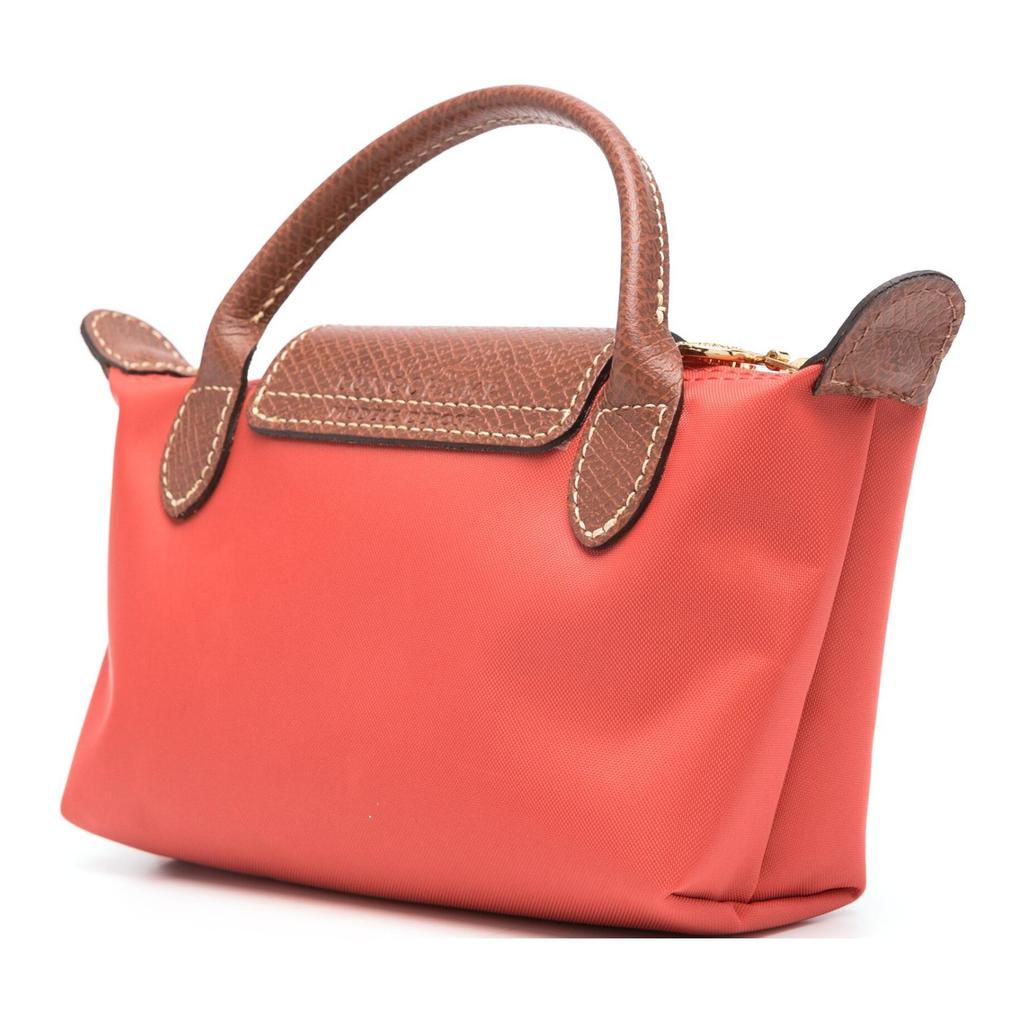 Longchamp Le Pliage Short Handle Snap Zipper Closure Nylon Tote Bag Women Tote Bag Tomato-Red 34175089P94