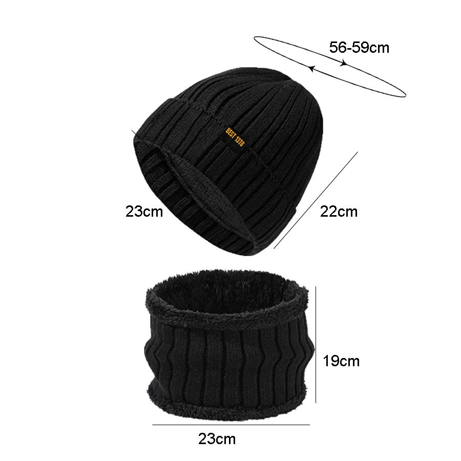 Hut Herbst Winter Herren Strickmütze Schal Zweiteiliges Set Outdoor Gehörschutz Samt Warm Kit