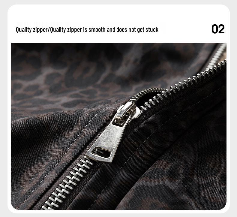 American Retro Detachable Lapel Leopard Lambswool Jacket