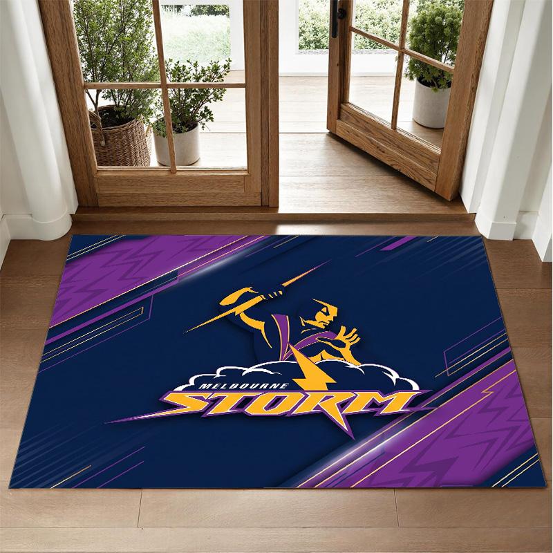 Melbourne Storm Design Crystal Velvet Rug Soft Decorative Mat for Bedroom Entrance