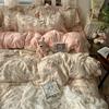 Floral Bedding Set Four-piece Romantic Skin-friendly Breathable Comfortable Washed Sheets Quilt Cover Pillowcase