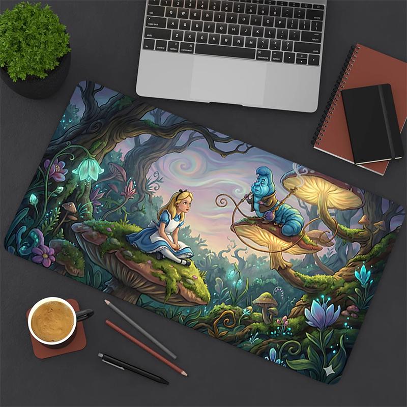 1Pc Alice Wonderland Gaming Mouse Pad Keyboard Desk Mat Non-slip Rubber Lock Edge Waterproof Computer Mousepad for Office Home Decor Y1203