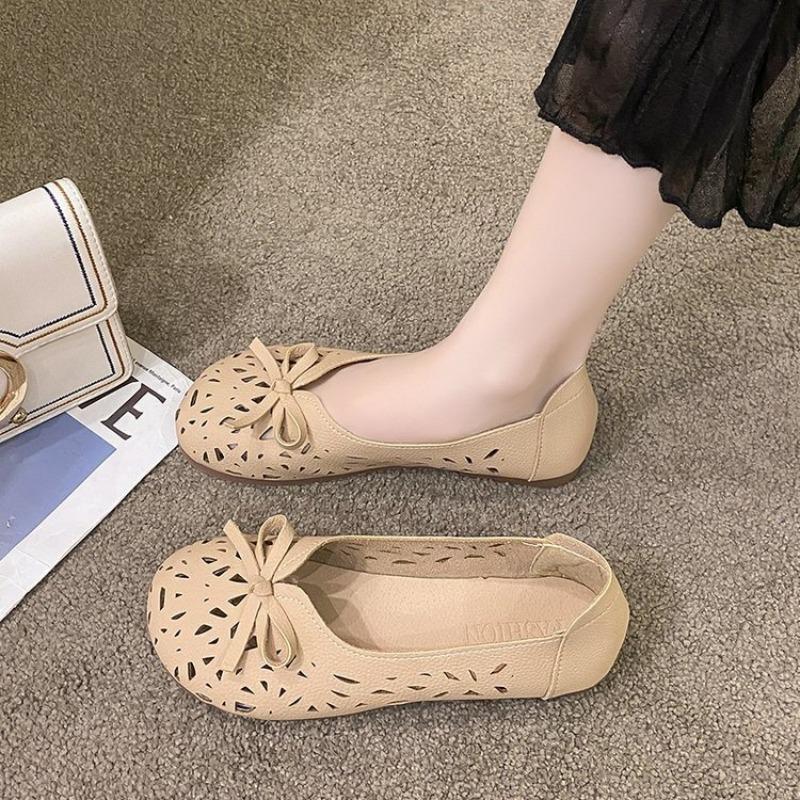 Flat-soled Womens Shoes New Flat-Soled Non-Slip Hollowed Out Breathable Womens Sandals Summer 2025 Lazy Flat Bottom Casual Shoes