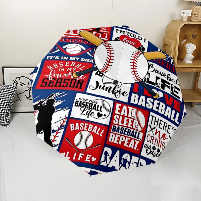 Baseball Theme Automatic Umbrella, Lightweight & Portable, 8 Rib, Perfect for Outdoor Travel, Birthdays, Christmas, Gifts.