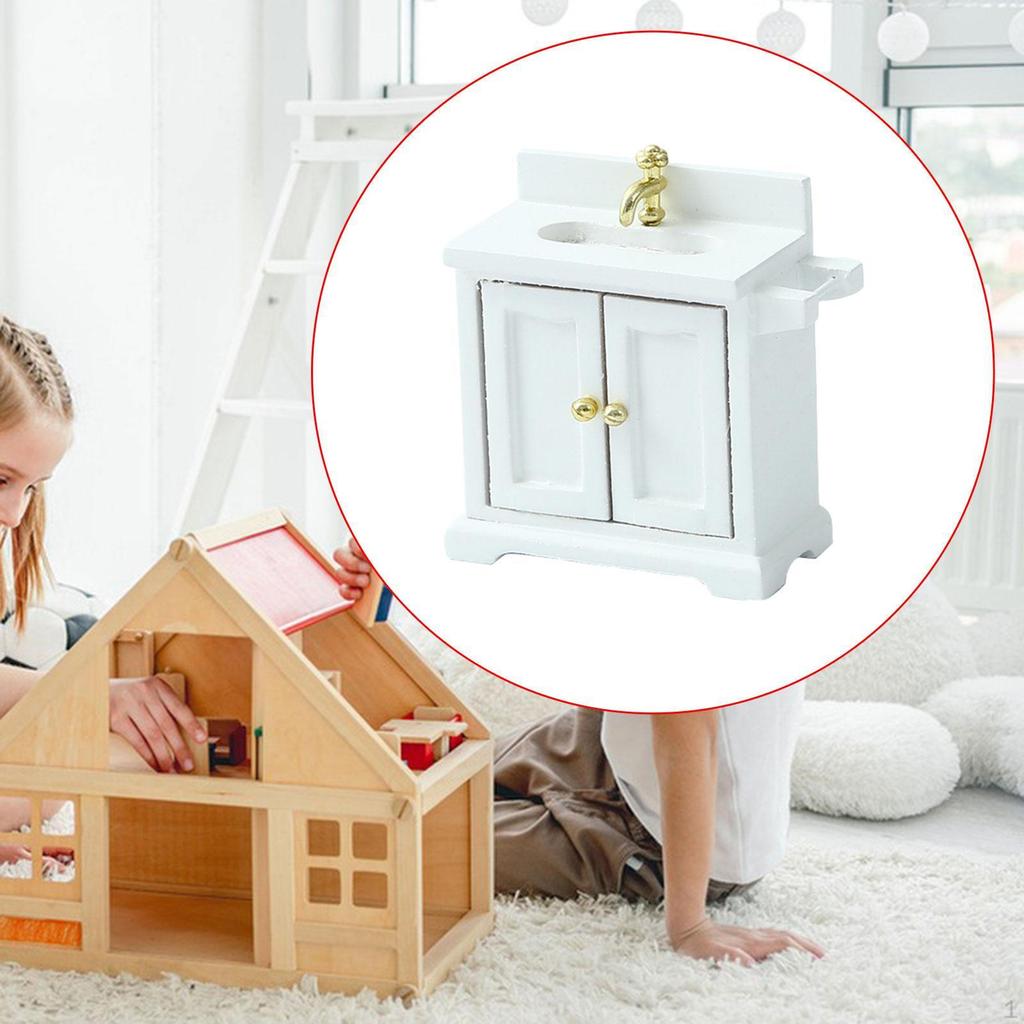 Bathroom Storage for Dollhouse with Sink in 1/16 Scale