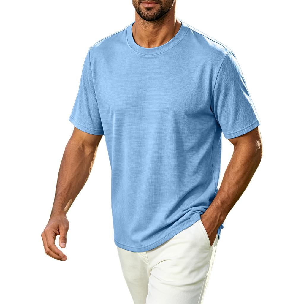 Men's Casual Crew Neck T-Shirt Breathable Quick Dry Short Sleeve Athletic Top Lightweight Comfortable Fit