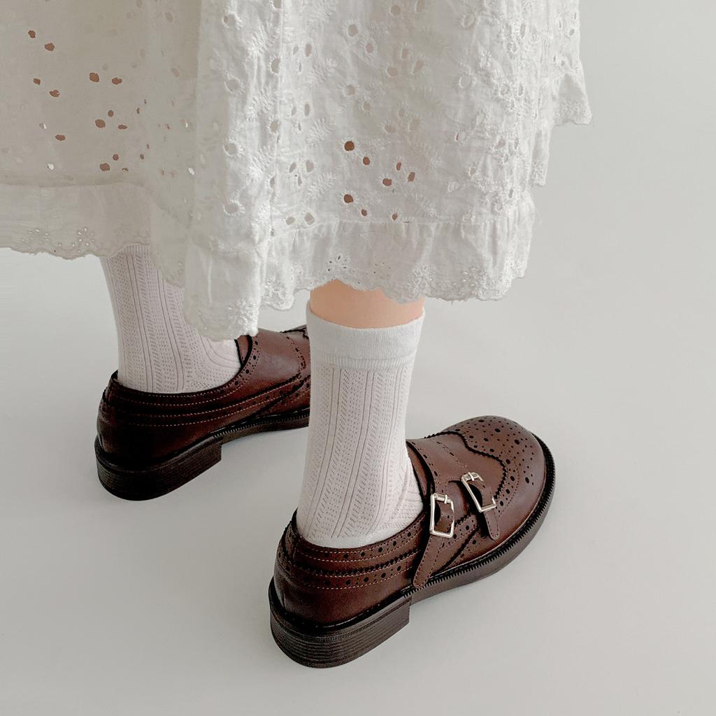Queen Fan Retro Brown Thick Heel Platform Loafers Women's 2025 New Autumn Skirt Versatile Single Shoes