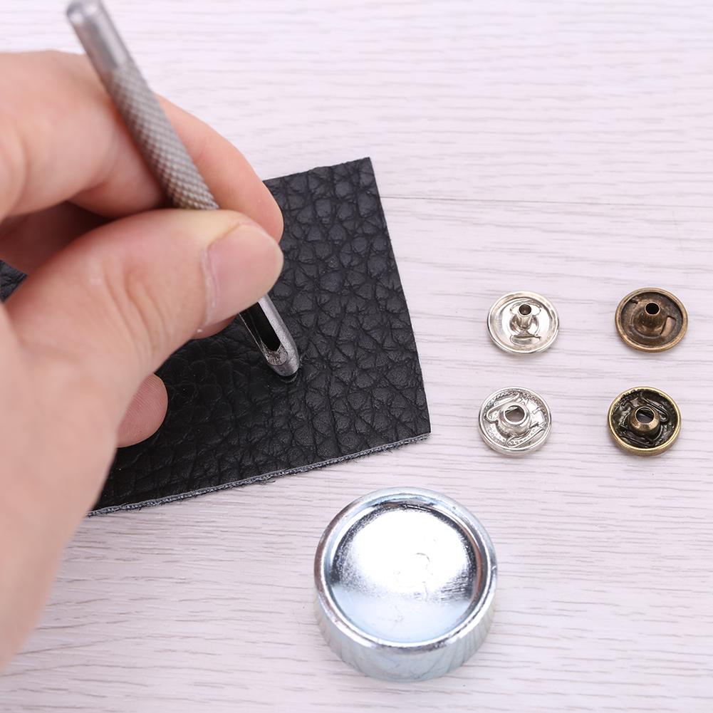 30pcs 10mm Metal Push Button With Leather Tool Set For Leathercraft Fabric Bags(Sliver  bronze)
