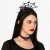 Mesh Halloween Headband Ruffles Spider Web Hairband Creative Hairband Necklace Set  Boys/Girls