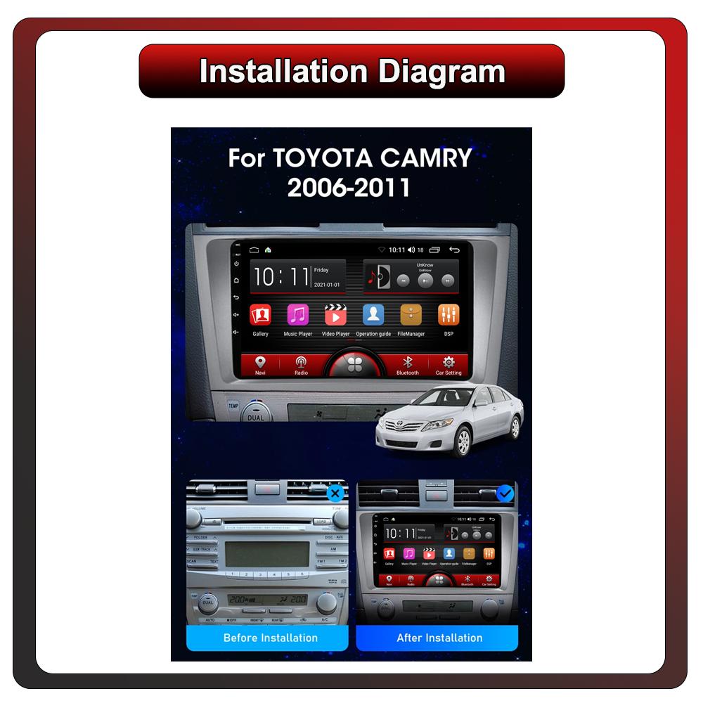 2Din Android Car-Play Car Radio,Toyota Camry V40 2006-2011,Multimedia Player Head Unit Stereo GPS Navigation BT WIFI,1+16GB